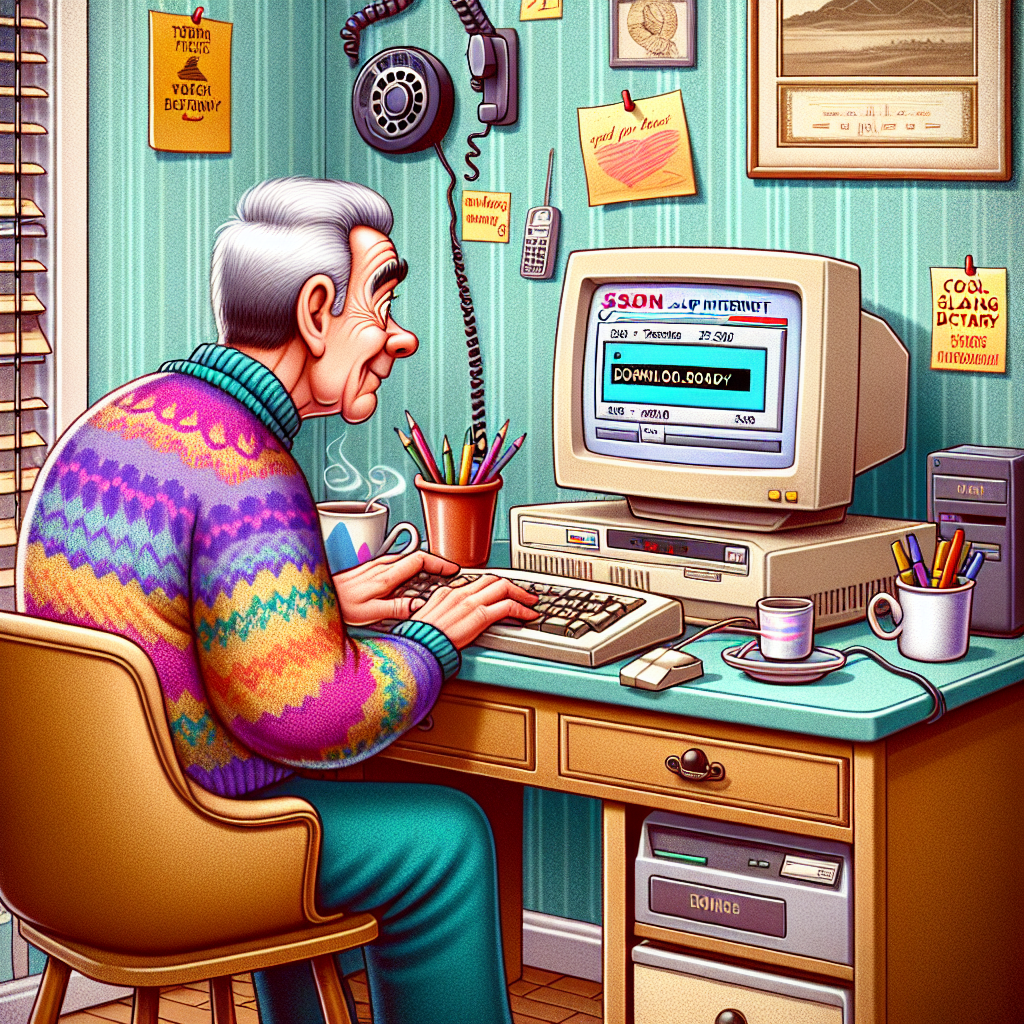 Boomer using dial-up internet trying to download "cool" new slang dictionary.